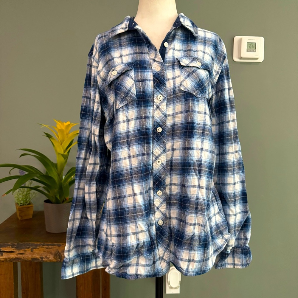 Weatherproof 100% Cotton Plaid Button Up Long Sleeve